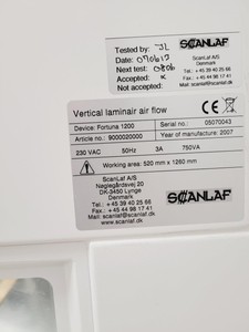 Thumbnail image of Scanlaf Fortuna 1200 Vertical Laminar Flow Cabinet Lab Spares/Repairs