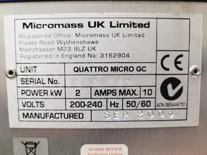 Thumbnail image of Waters Quattro Micro GC Mass Spectrometer Module Lab