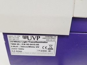 Thumbnail image of UVP UV/White Transilluminator Imaging System & Camera TMW-20 PN 95-0145-05 Lab