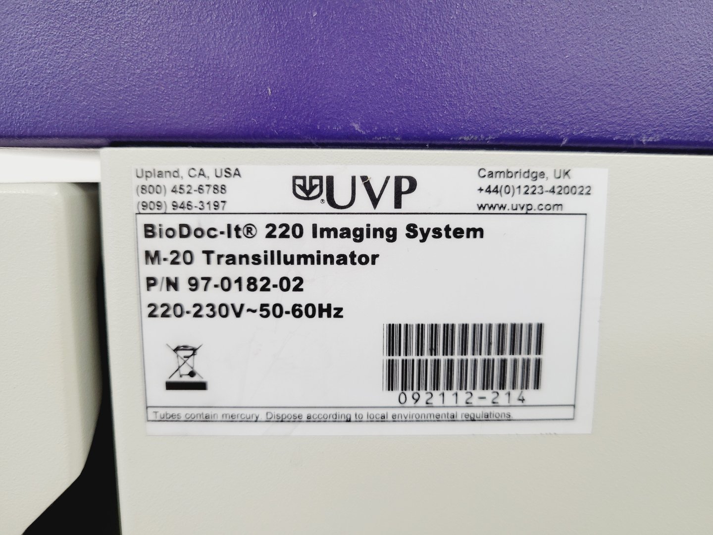 Image of UVP BioDoc-It Gel Doc Imaging System M-20 Lab
