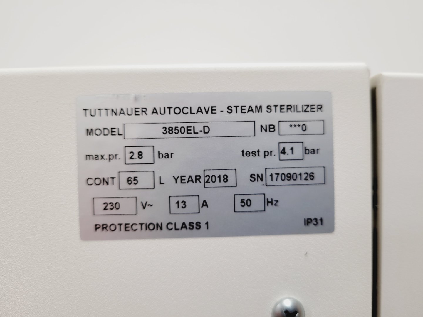 Image of Tuttnauer Benchtop Autoclave Steam Sterilizer 3850EL-D Lab