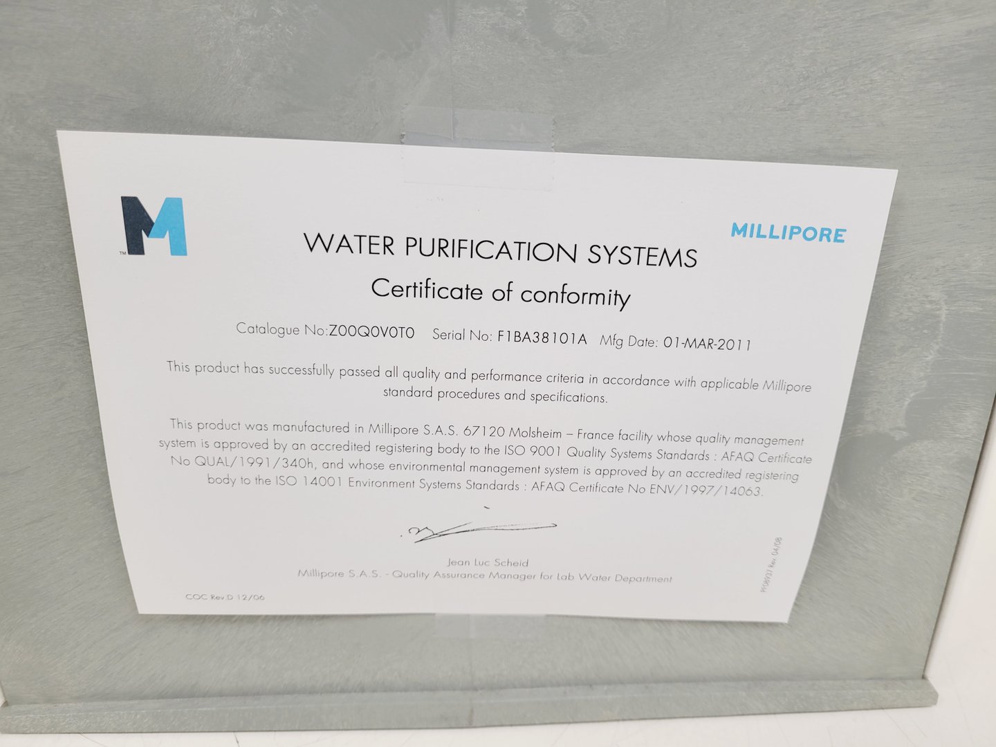 Image of Millipore Milli-Q Advantage A10 Q-PodWater Purification System Faulty Screen