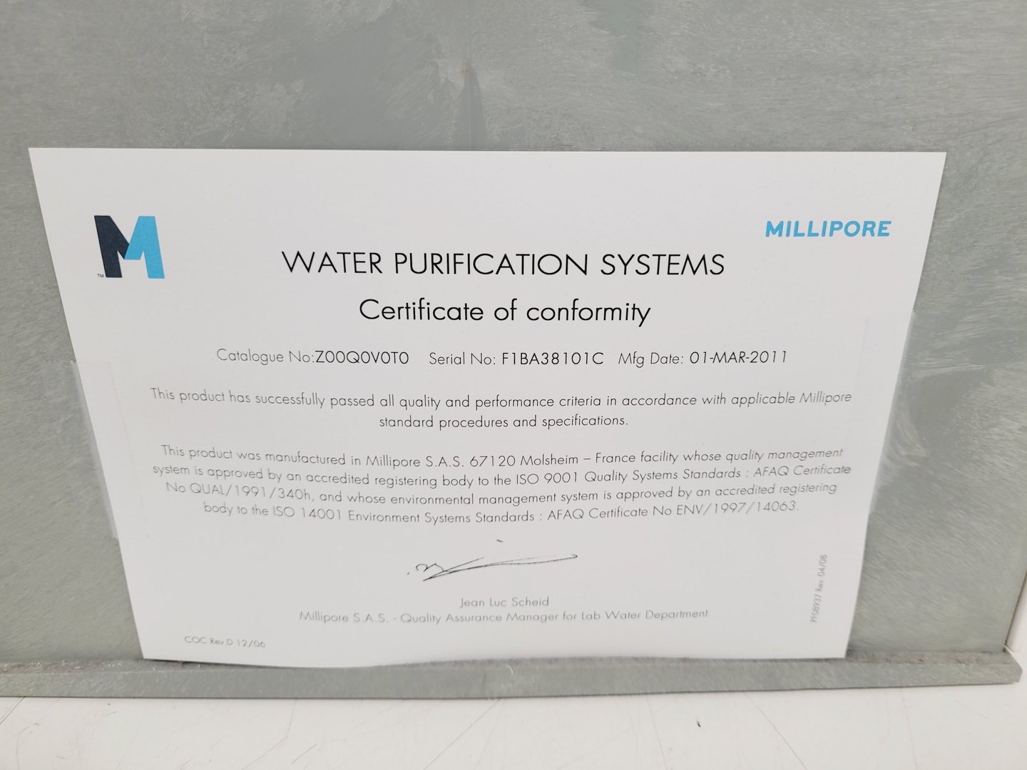 Image of Millipore Milli-Q Advantage A10 with Q-POD Water Purification System Lab