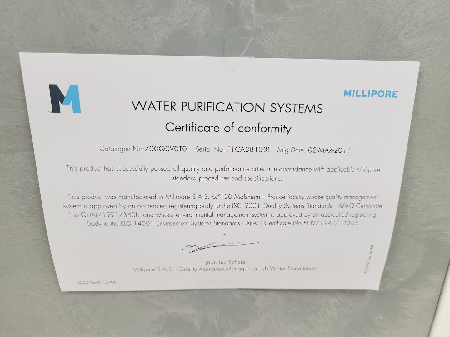 Image of Millipore Milli-Q Advantage A10 w/ Q-POD Water Purification System