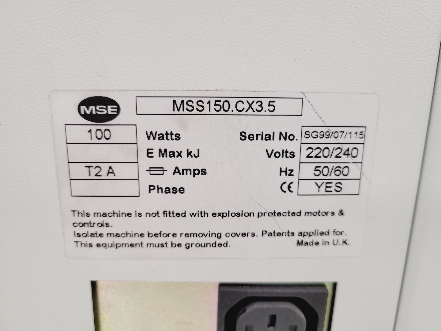 Image of MSE Sanyo Soniprep 150 Ultrasonic Disintegrator Lab