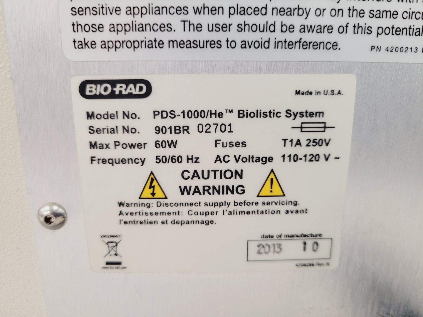 Image of Bio-Rad PDS-1000/He Biolistic Particle Delivery System Lab