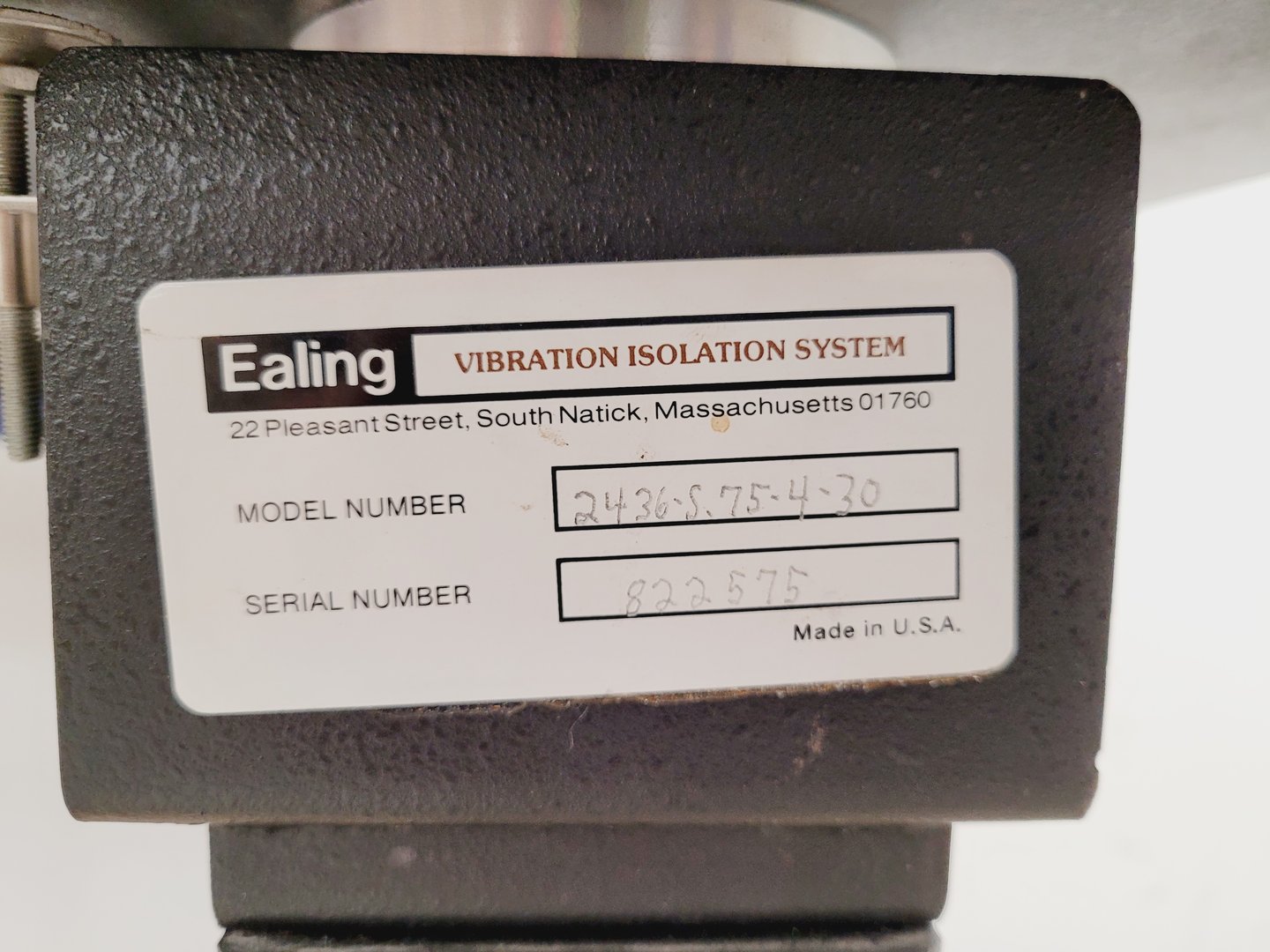 Image of Ealing Vibration Isolation Table System Model no. 2436-S.75.4.30 Lab