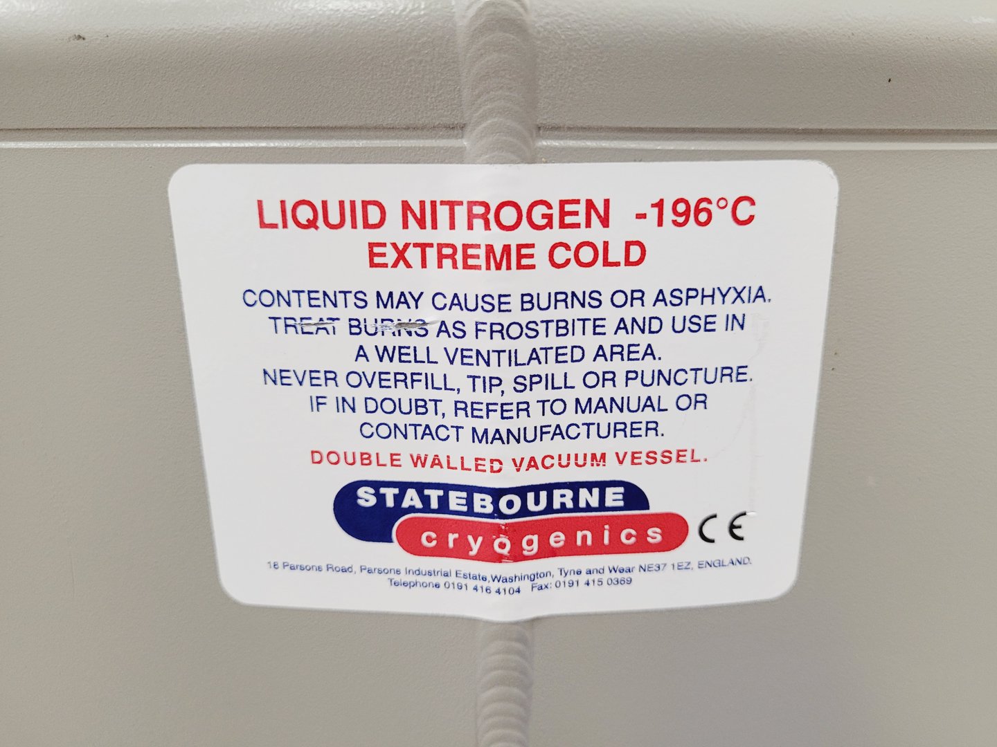 Image of Statebourne Cryogenics Biorack 6000 Liquid Nitrogen Tank Dewar