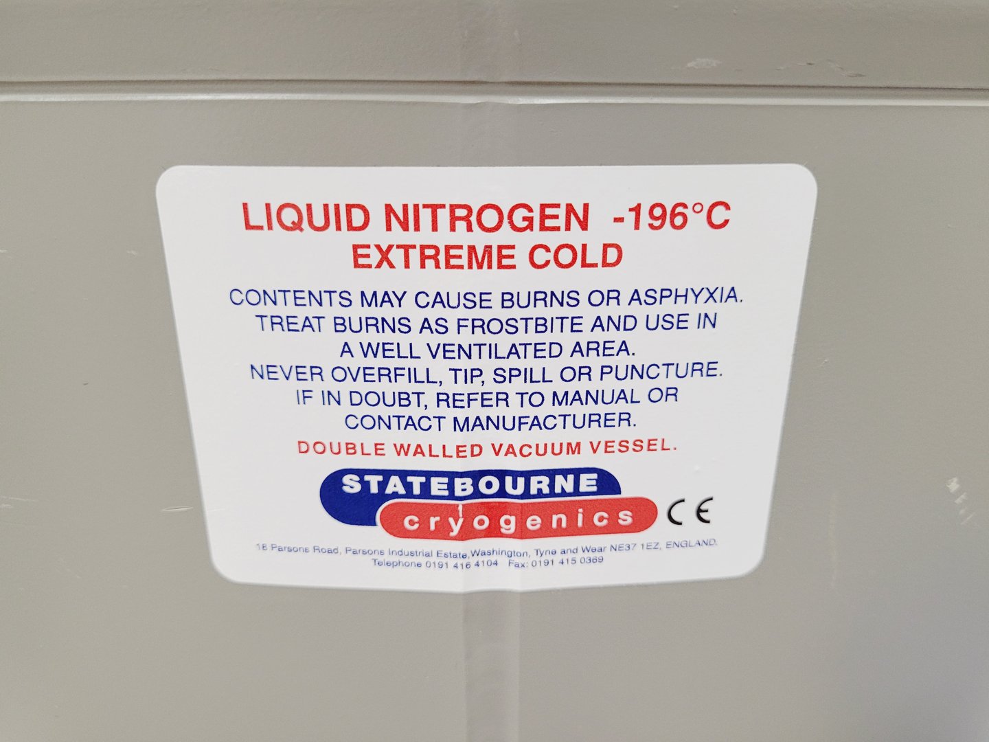 Image of Statebourne Cryogenics Biorack 6000 Liquid Nitrogen Tank Dewar