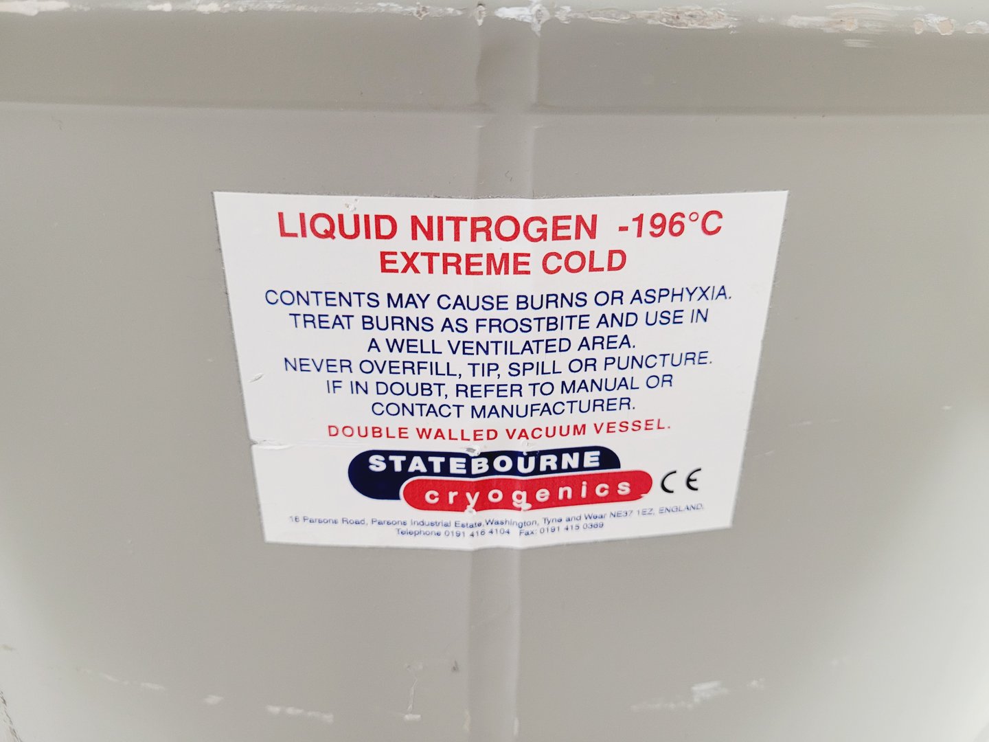 Image of Statebourne Cryogenics Biorack 3000 Liquid Nitrogen Dewar Lab