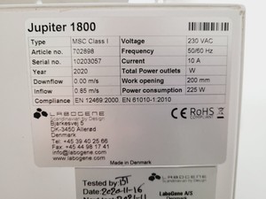 Thumbnail image of Labogene Scanlaf Class 1 Jupiter Basic 1800 MSC Safety Cabinet Lab