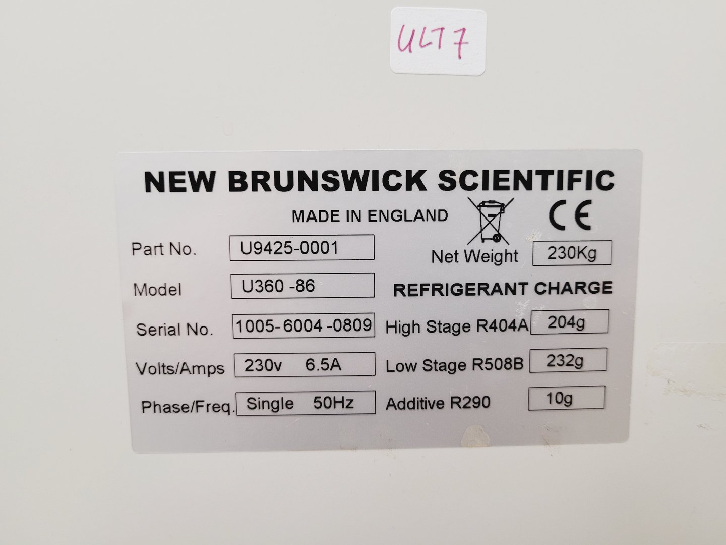 Image of New Brunswick Scientific Innova U360 Ultra Low Temperature Freezer Lab