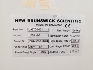 Thumbnail image of New Brunswick Scientific U570 Ultra Low Temperature Freezer Lab