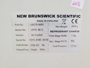 Thumbnail image of New Brunswick Scientific U570 -86 Ultra Low Temperature Freezer Lab