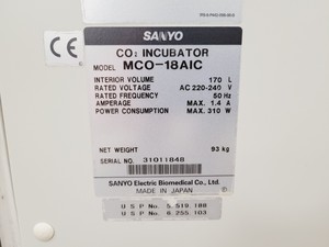 Thumbnail image of Sanyo CO2 Incubator MCO-18AIC (UV) Lab