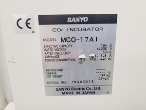 Thumbnail image of Sanyo CO2 Incubator Double Stack MCO-17AI MCO18AIC (UV) Lab Spares/Repairs