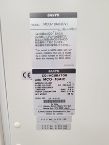 Thumbnail image of Sanyo CO2 Incubator Double Stack MCO-17AI MCO-18AIC (UV) Lab