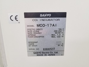 Thumbnail image of Sanyo CO2 Laboratory Incubator Double Stack MCO-17AI Lab