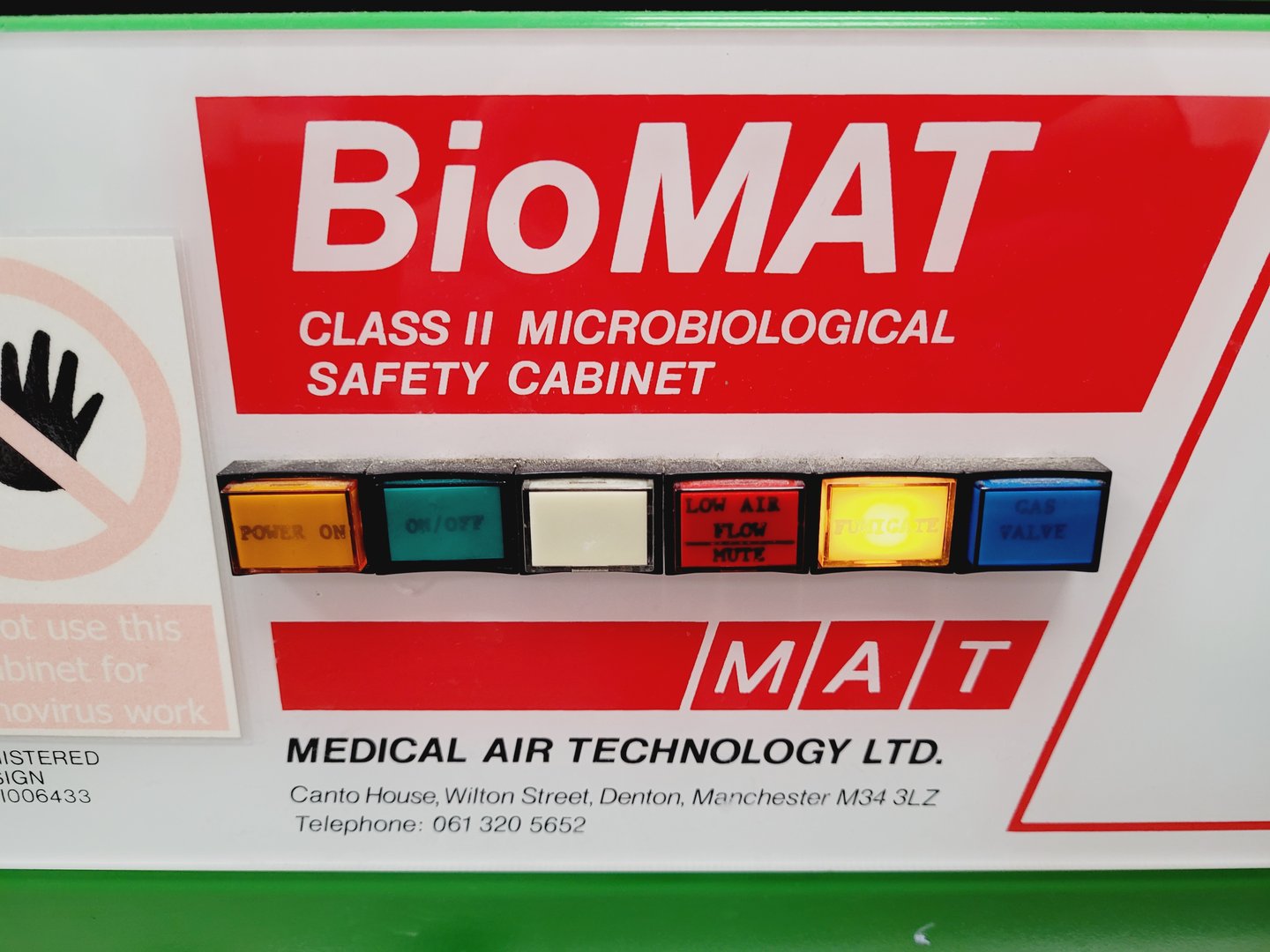 Image of MAT Medical Air Technology BioMAT Class 2 Microbiological Safety Cabinet Faulty