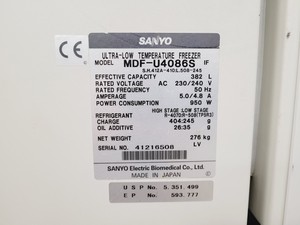 Thumbnail image of Sanyo Ultra Low Temperature Freezer MDF-U4086S Lab Spares/Repairs