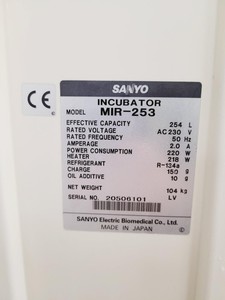 Thumbnail image of Sanyo MIR-253 Cooling Laboratory Incubator Lab