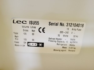 Thumbnail image of Lec Technical ISU55 Laboratory Freezer Lab