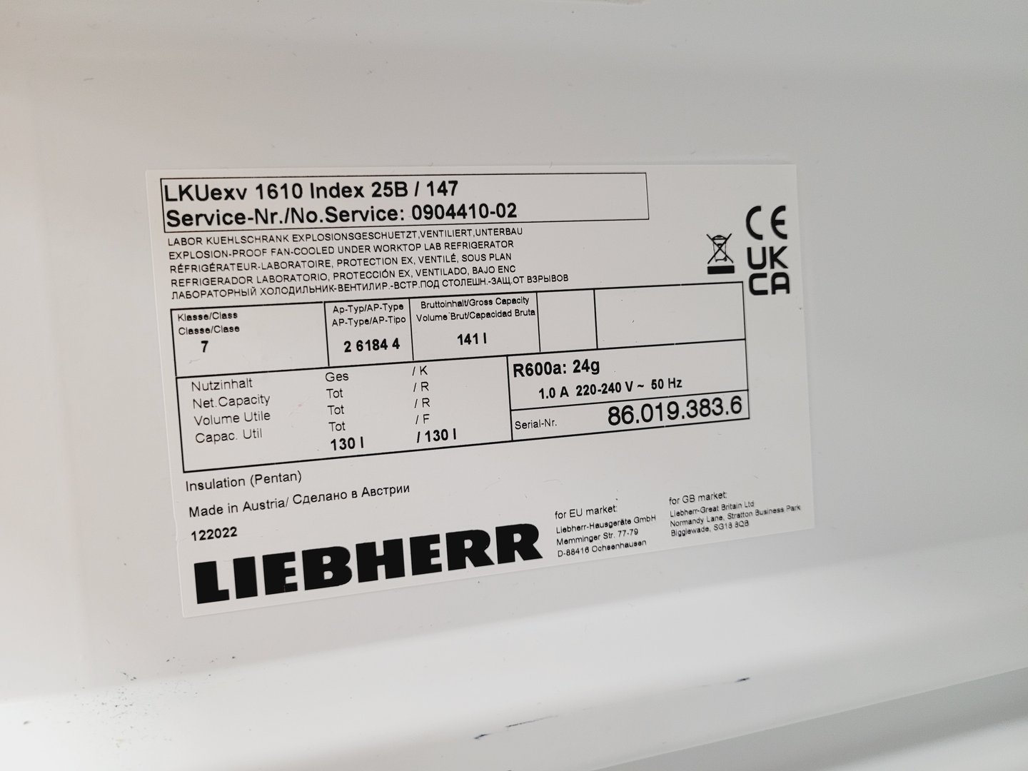 Image of Liebherr MediLine Laboratory Refrigerator Fridge Lab