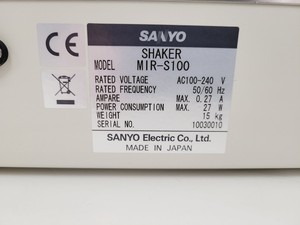 Thumbnail image of SANYO MIR-S100 Orbital Platform Benchtop Laboratory Shaker Lab