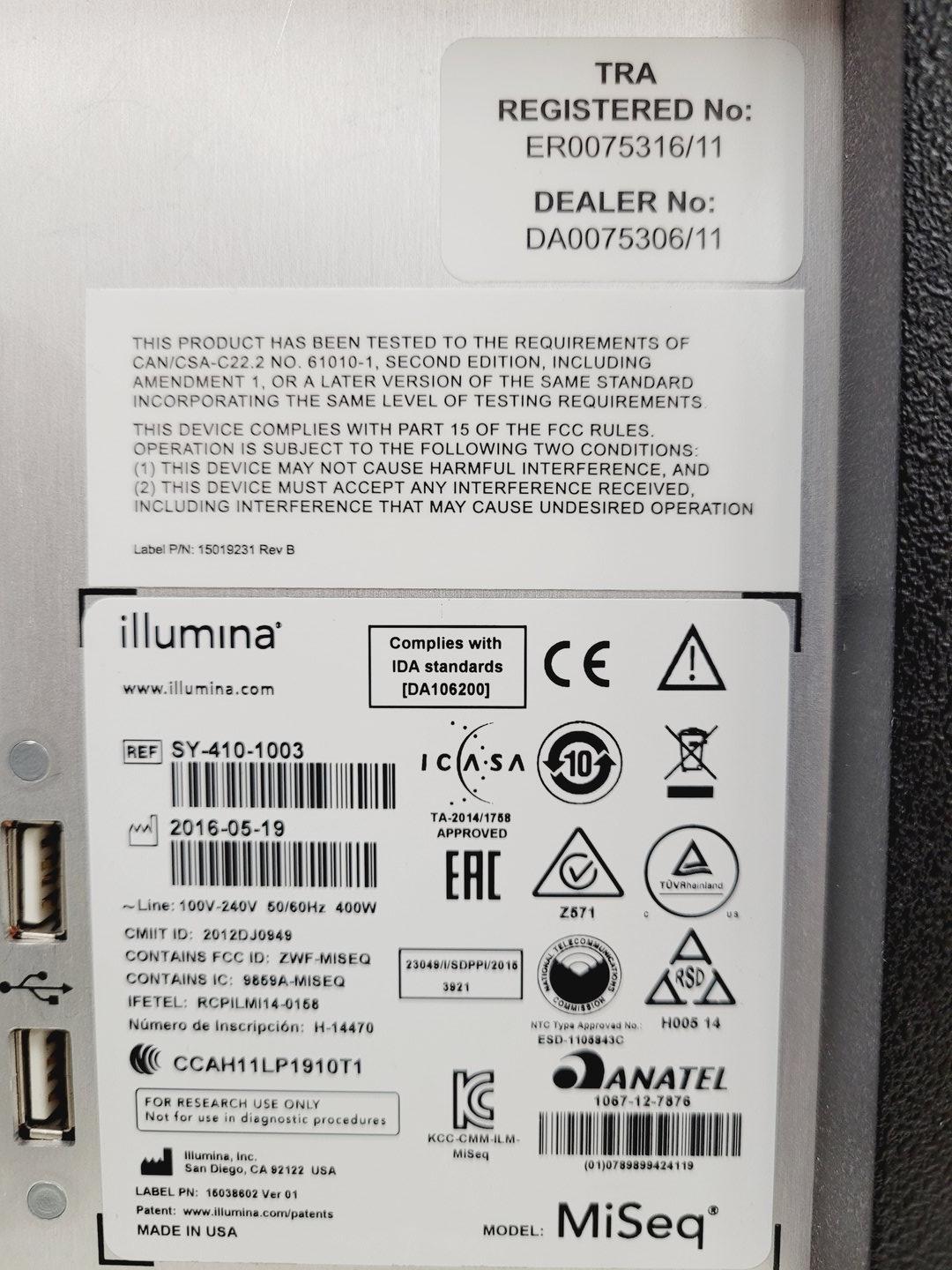 Image of Illumina MiSeq Benchtop Gene Sequencer SY-410-1003