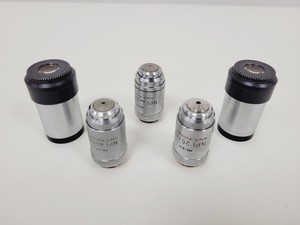 Thumbnail image of Set of 3 x Leitz Wetzlar 170/0.17 NPL Microscope Objectives  and Eyepieces Lab