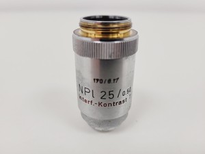 Thumbnail image of Set of 3 x Leitz Wetzlar 170/0.17 NPL Microscope Objectives  and Eyepieces Lab