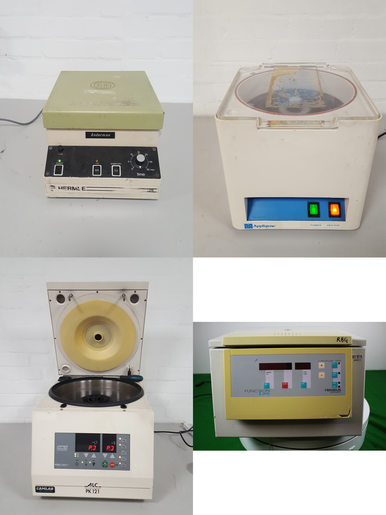 Image of Lot of Benchtop Laboratory Centrifuges - Sorvall, Appligene, Heraeus Lab