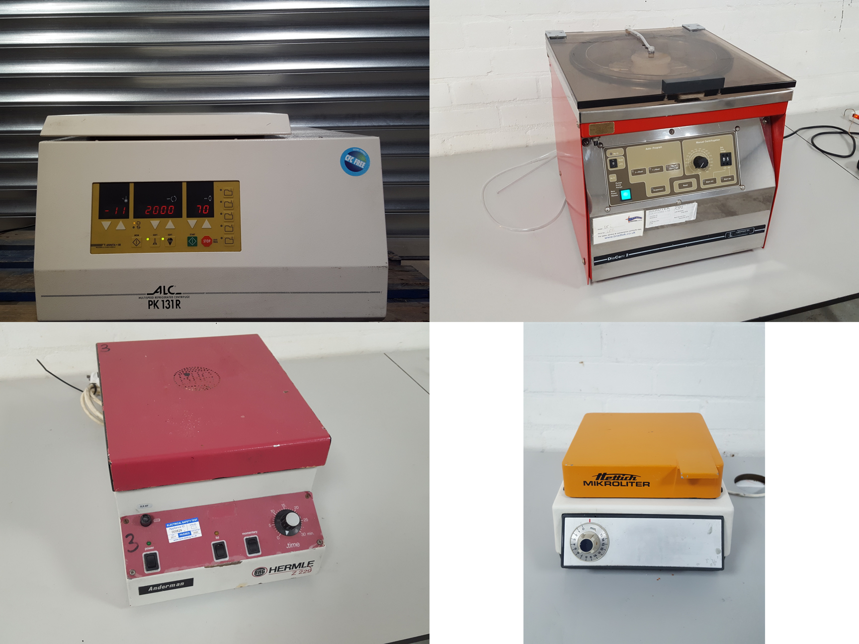 Image of Lot of Benchtop Laboratory Centrifuges - Sorvall, Appligene, Heraeus Lab