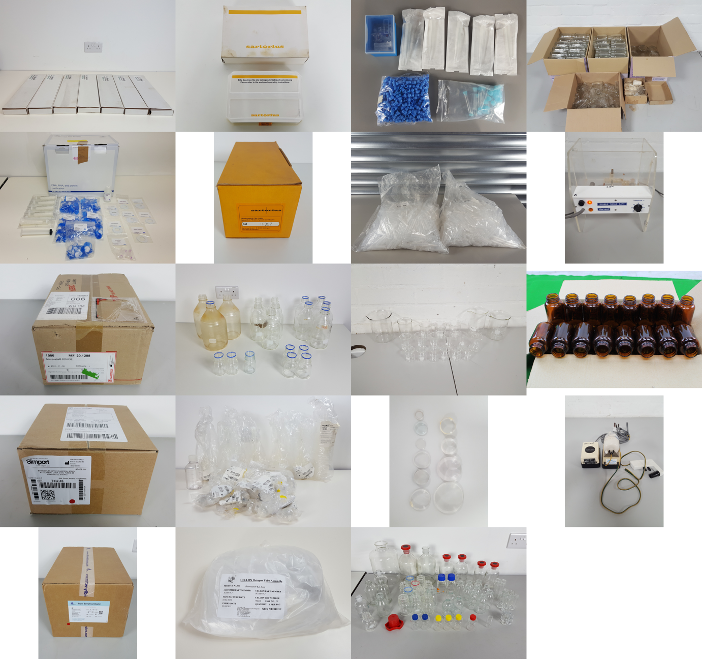 Image of Large Lot of Laboratory Glassware - Duran Bottles, Beakers, Flasks, Tubes 