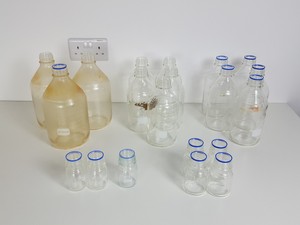 Thumbnail image of Large Lot of Laboratory Glassware - Duran Bottles, Beakers, Flasks, Tubes 