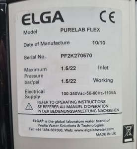 Thumbnail image of Elga Model: PURELAB FLEX Water Purification System Lab