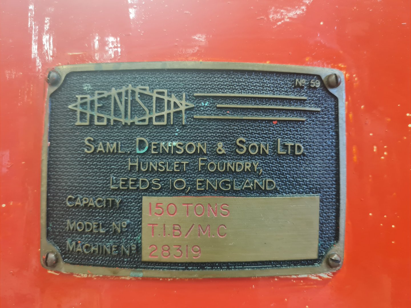 Image of  Denison 150 Ton Model No: T.I.B/M.C Hydraulic Screw Press 