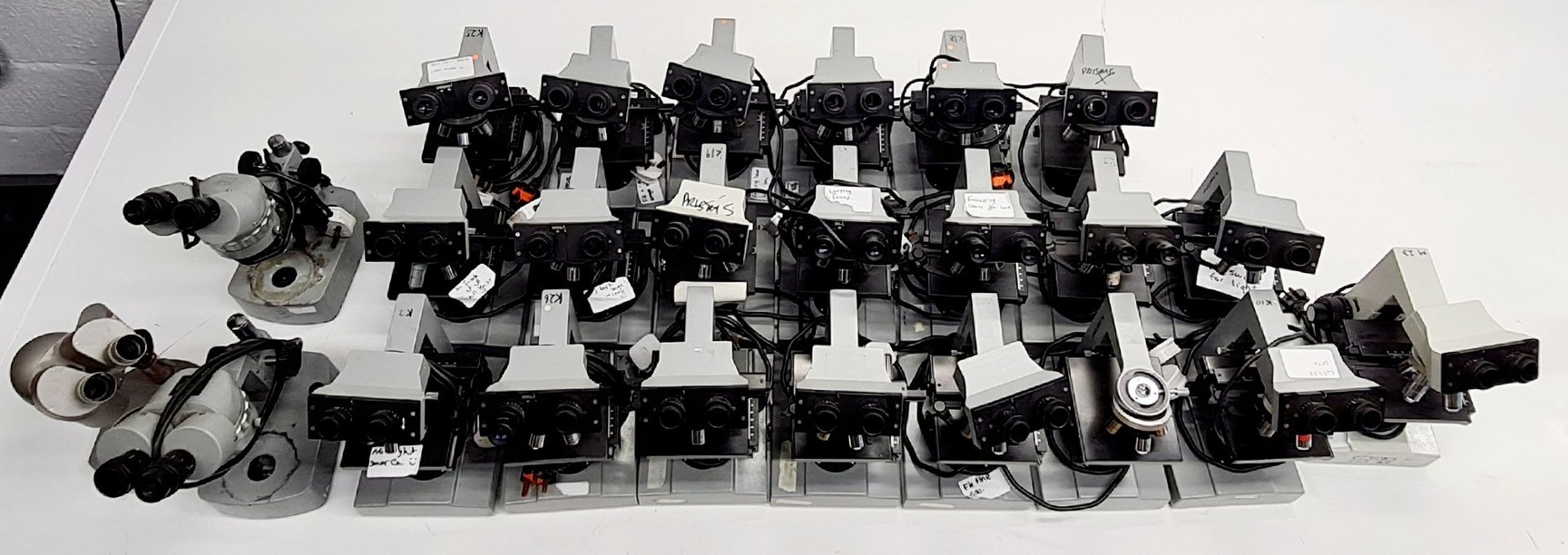 Image of Lot of 24 Kyowa Tokyo Microscopes with Objectives Lab
