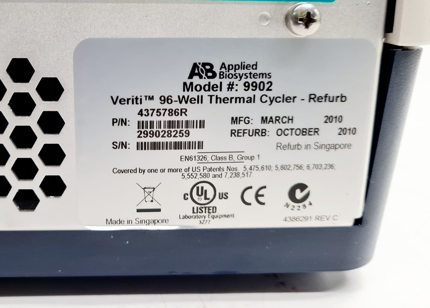Image of Applied Biosystems Veriti 96 Well Thermal Cycler PCR/DNA Lab