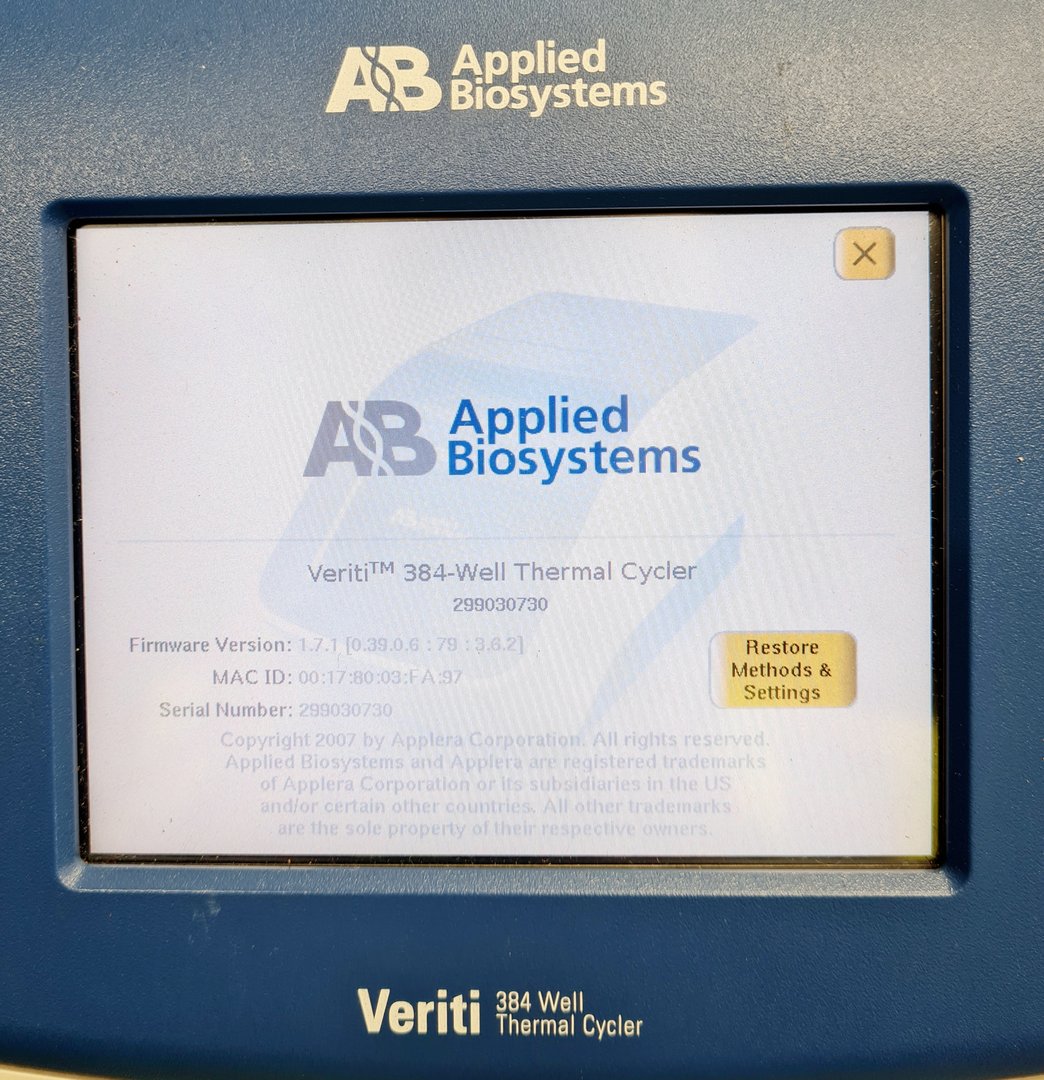 Image of Applied Biosystems Model Veriti 384 Well Thermal Cycler Lab