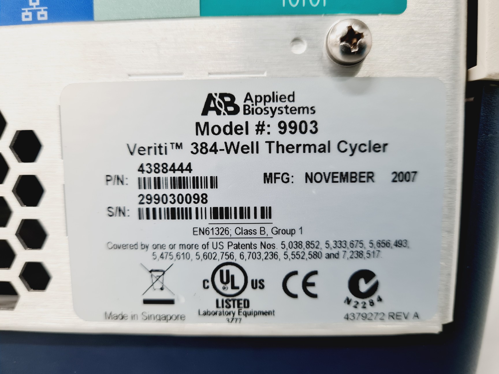 Image of Applied Biosystems 9903 Thermal Cycler Veriti 384 Well Lab