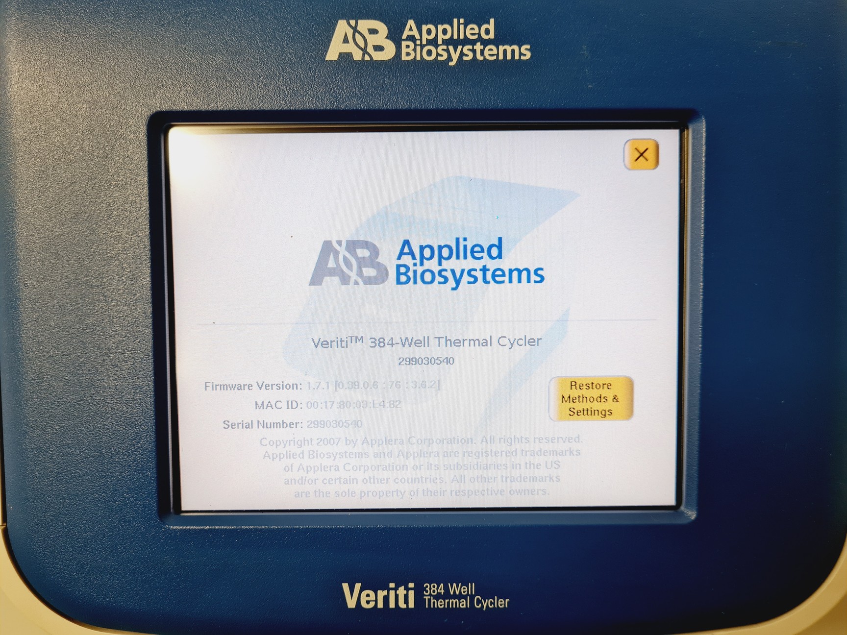 Image of Applied Biosystems 9903 Thermal Cycler Veriti 384 Well Lab