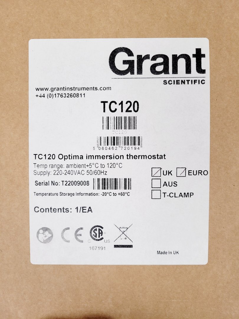 Image of Grant TC120 P12 Optima Immersion Thermostat Laboratory Water Bath lab