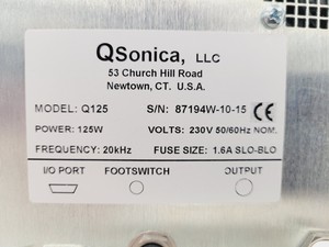 Thumbnail image of Qsonica Q125 processor CL-18 Sonicator Probe and Sound-Dampening Enclosure