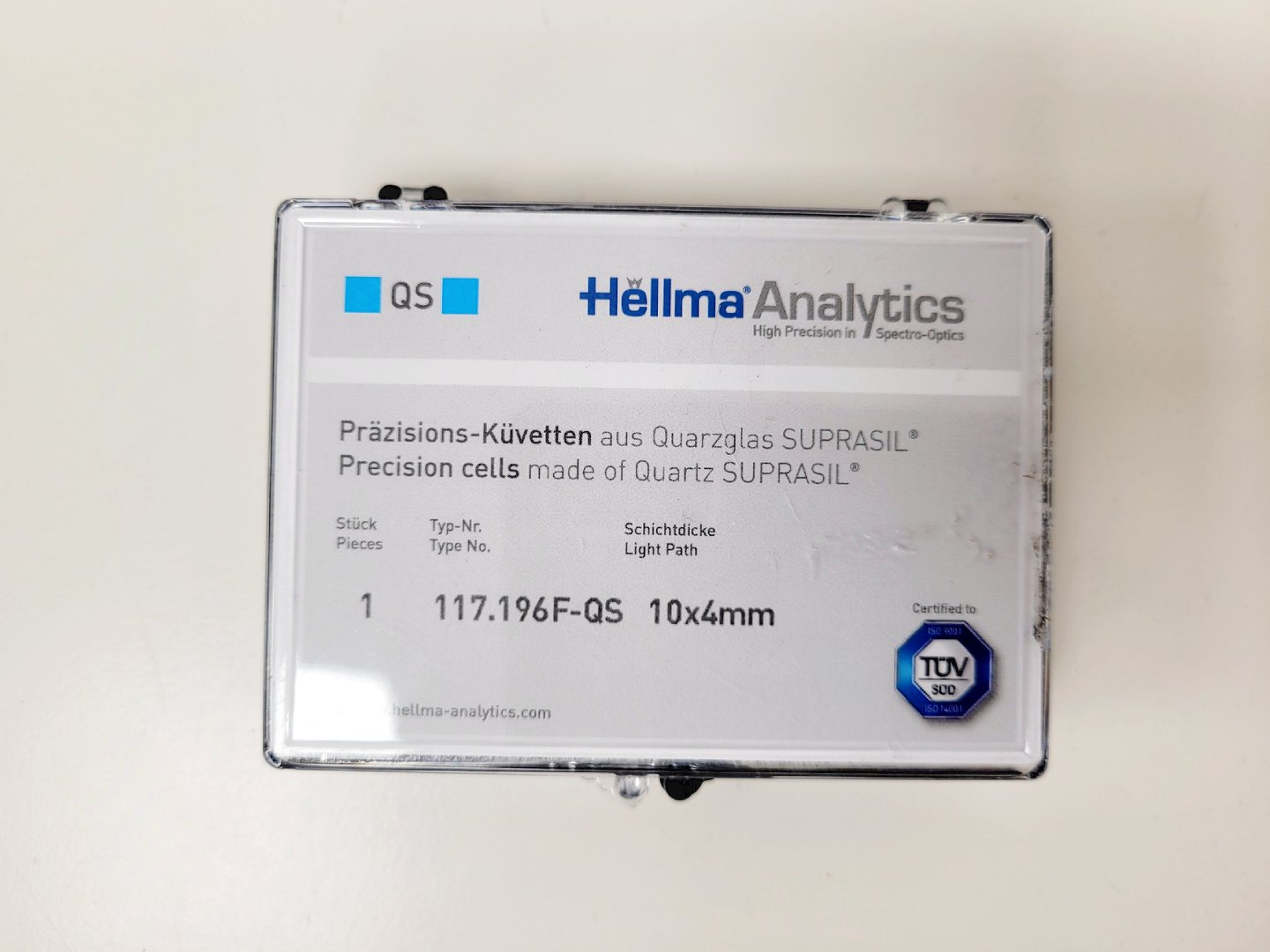 Image of Hellma Analytics 117.196F-QS 10x4mm Precision Cell Cuvette Lab