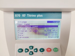 Thumbnail image of Metrohm 870 KF Titrino Plus with 703 Ti Stand 1.703.0010 Titration System Lab