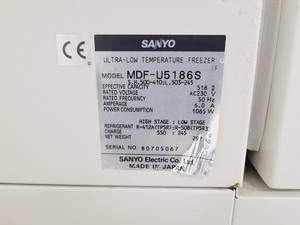 Thumbnail image of Sanyo MDF-U5186S Ultra Low Temperature Freezer Lab