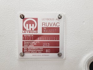 Thumbnail image of Leybold Trivac D40B & RUvac WAU251 Vacuum System Lab