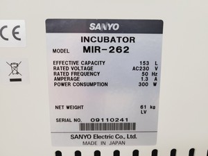 Thumbnail image of Sanyo MIR-262 Laboratory Incubator Lab