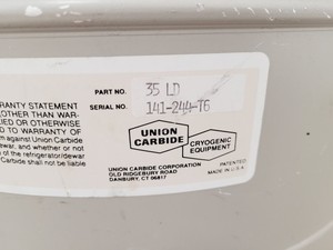 Thumbnail image of Union Carbide 35LD Liquid Nitrogen Dewar Lab Spares/Repairs
